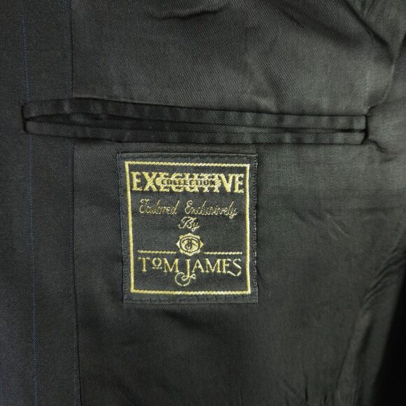 Tom James Executive Mens 42L Black 2-Button Single Vent Sports Coat Blazer - Picture 4 of 10